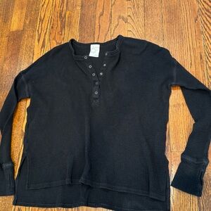 Black Long Sleeve Henley Shirt from Aerie